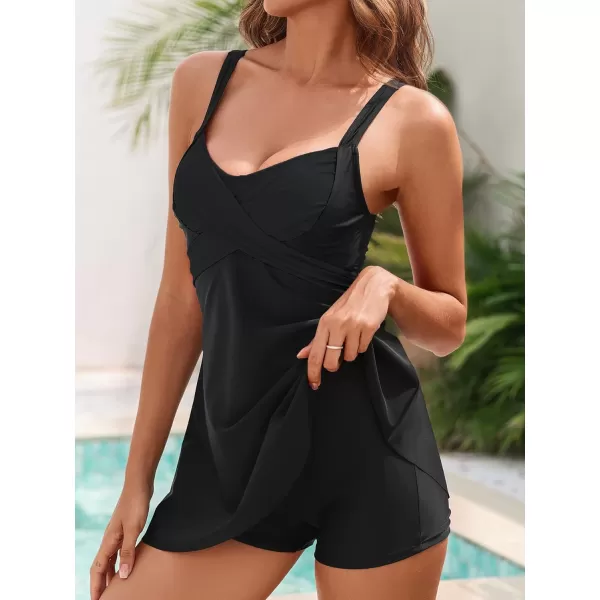 SuperPrity Swimsuits for Women Two Piece Bathing Suits Ruffled Flounce Top High Waisted Bikini SetAvailable in Plus Size02cblack