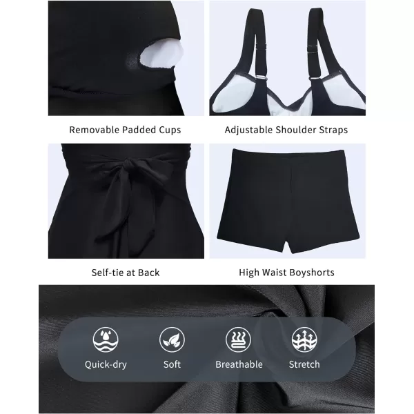 SuperPrity Swimsuits for Women Two Piece Bathing Suits Ruffled Flounce Top High Waisted Bikini SetAvailable in Plus Size02cblack