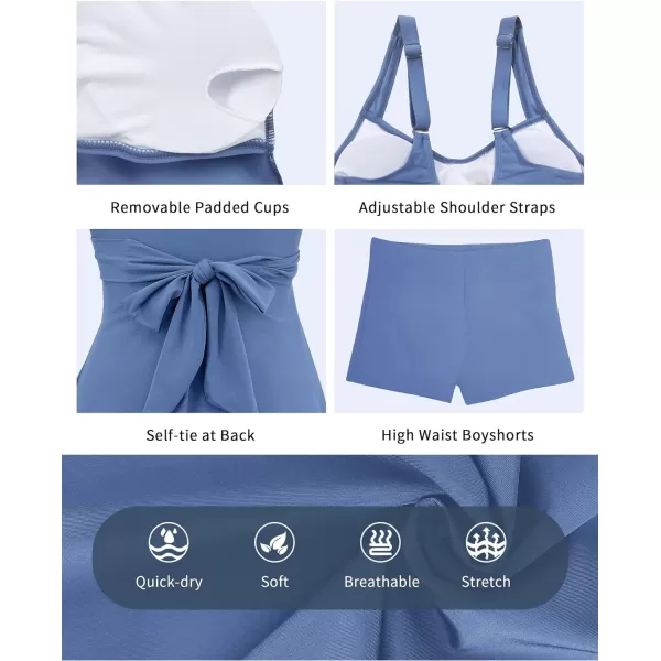 SuperPrity Swimsuits for Women Two Piece Bathing Suits Ruffled Flounce Top High Waisted Bikini SetAvailable in Plus Size02cblue