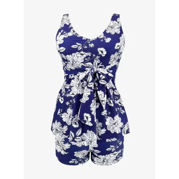 SuperPrity Swimsuits for Women Two Piece Bathing Suits Ruffled Flounce Top High Waisted Bikini SetAvailable in Plus Size02dwhitefloral