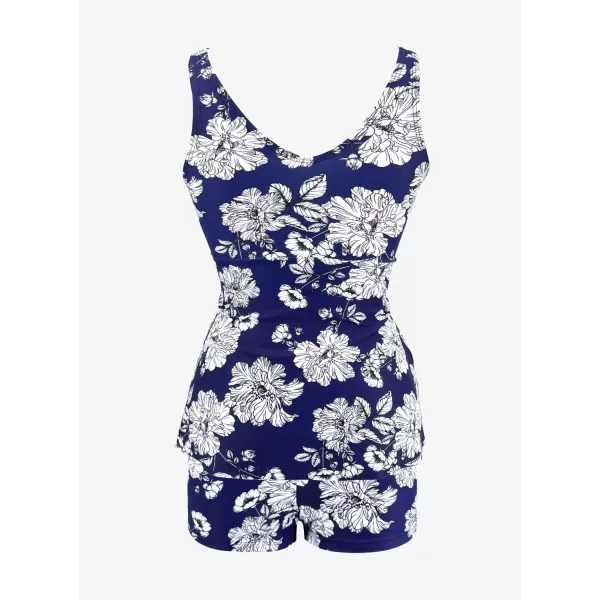 SuperPrity Swimsuits for Women Two Piece Bathing Suits Ruffled Flounce Top High Waisted Bikini SetAvailable in Plus Size02dwhitefloral