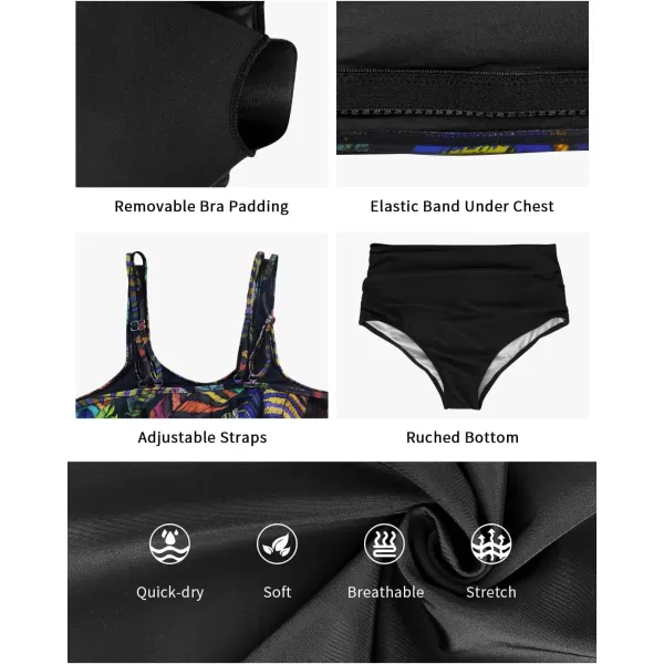 SuperPrity Swimsuits for Women Two Piece Bathing Suits Ruffled Flounce Top High Waisted Bikini SetAvailable in Plus Size02peacock Feather