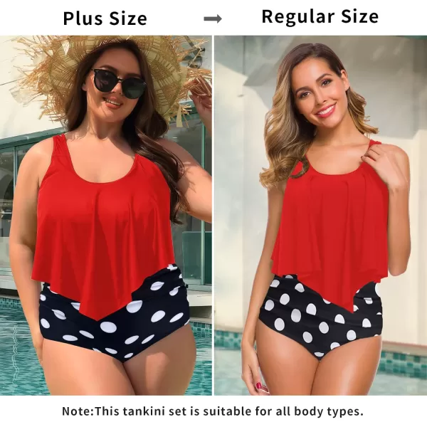 SuperPrity Swimsuits for Women Two Piece Bathing Suits Ruffled Flounce Top High Waisted Bikini SetAvailable in Plus Size05red