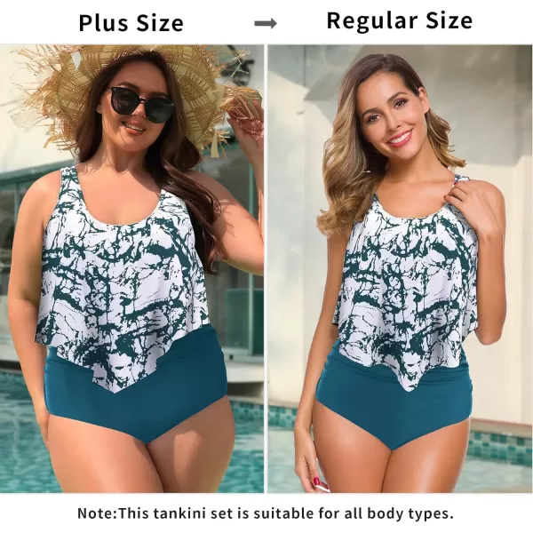 SuperPrity Swimsuits for Women Two Piece Bathing Suits Ruffled Flounce Top High Waisted Bikini SetAvailable in Plus Size13blue