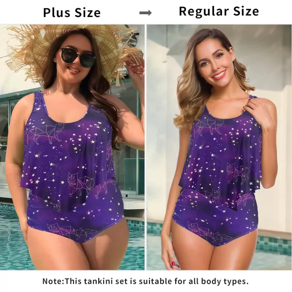 SuperPrity Swimsuits for Women Two Piece Bathing Suits Ruffled Flounce Top High Waisted Bikini SetAvailable in Plus Size16star Sky