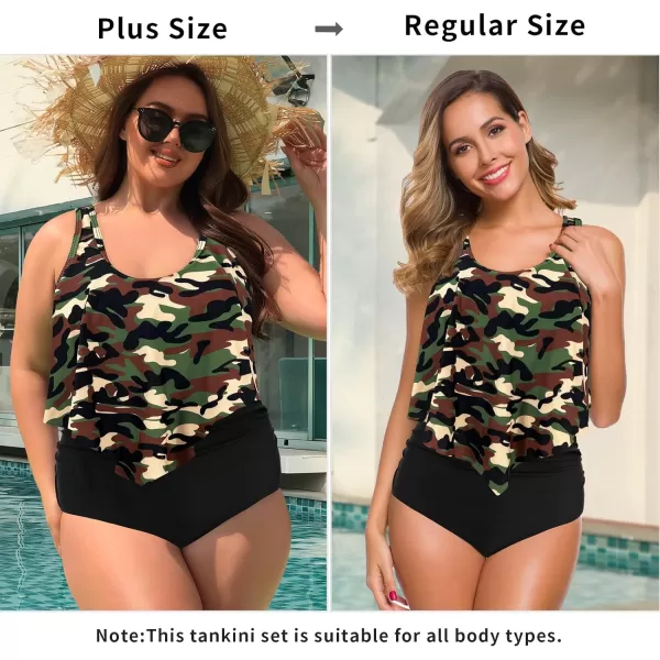 SuperPrity Swimsuits for Women Two Piece Bathing Suits Ruffled Flounce Top High Waisted Bikini SetAvailable in Plus Size18big Camouflage