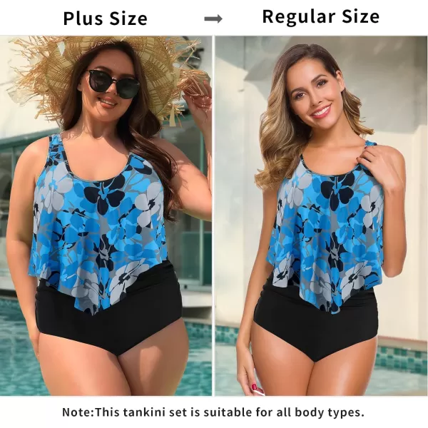 SuperPrity Swimsuits for Women Two Piece Bathing Suits Ruffled Flounce Top High Waisted Bikini SetAvailable in Plus Size20blue Clover