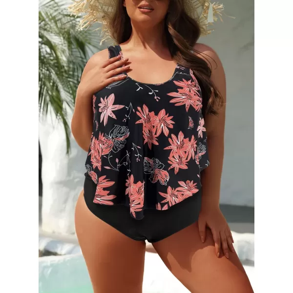 SuperPrity Swimsuits for Women Two Piece Bathing Suits Ruffled Flounce Top High Waisted Bikini SetAvailable in Plus SizeBlackPinkWhite