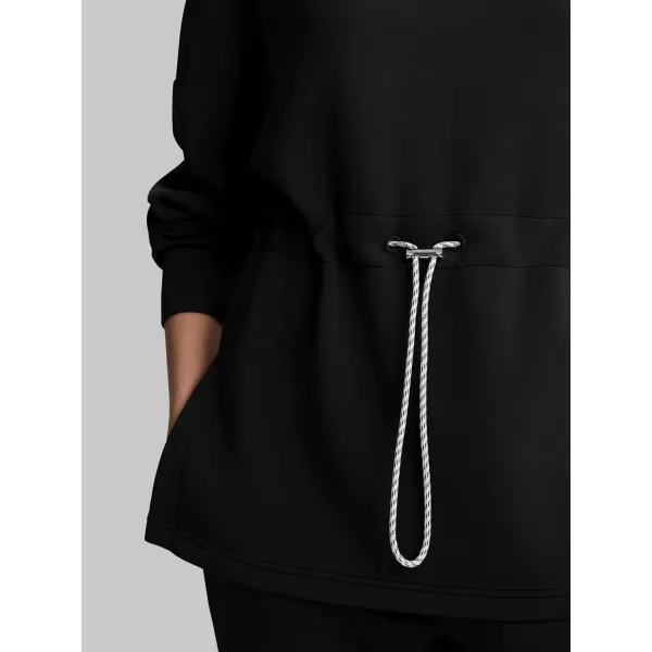SuperPrity Womens Long Sleeve Sweatshirts Turtleneck Loose Fit Pullover Tops Drawstring Waist Slit Hoodies 2024 Fall ClothesBlack