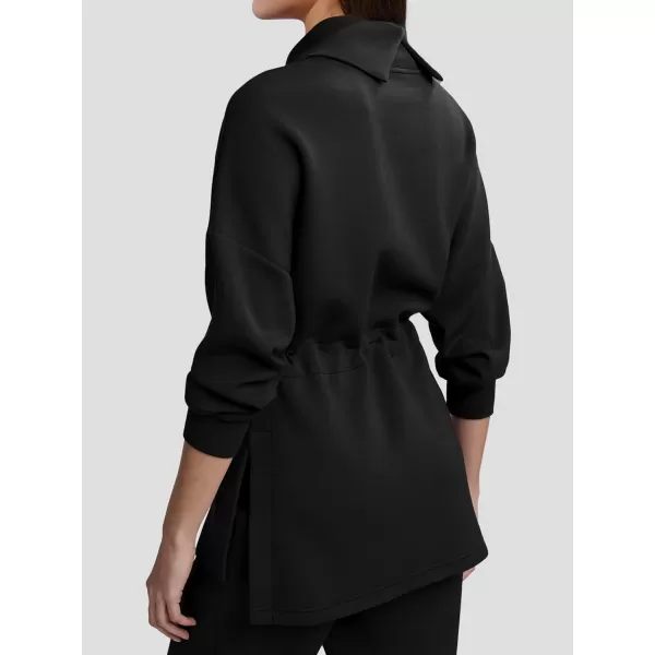 SuperPrity Womens Long Sleeve Sweatshirts Turtleneck Loose Fit Pullover Tops Drawstring Waist Slit Hoodies 2024 Fall ClothesBlack