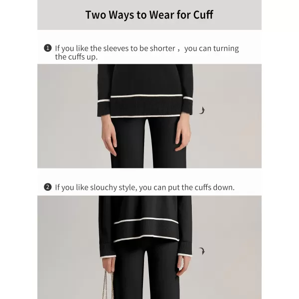 SuperPrity Lounge Sets for Women Two Piece Outfits Sweater Sets Knit Top Wide Leg Pants Matching Sweatsuits Fall Fahsion 2024Dark Green