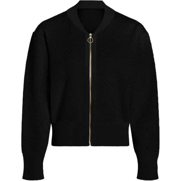SuperPrity Womens Cardigan Sweaters Long Sleeve Zip Up Lightweight Knit Jacket Casual Baseball Coat 2024 Trendy Fall ClothesBlack
