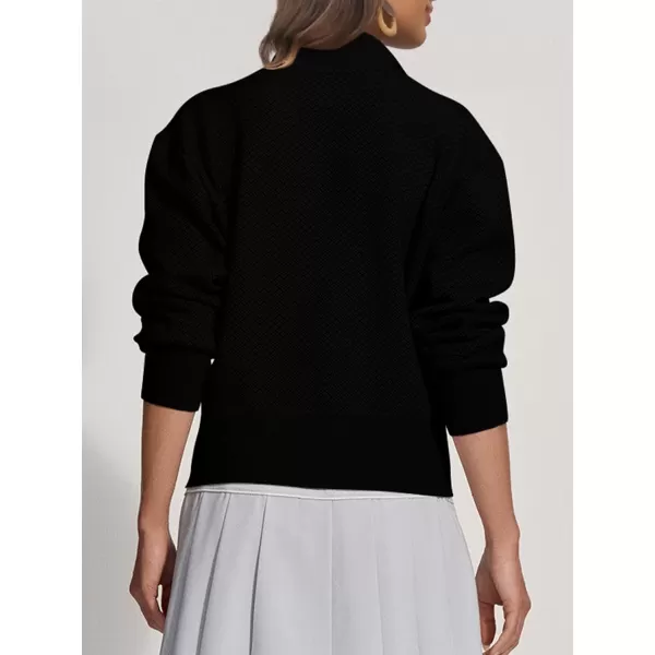 SuperPrity Womens Cardigan Sweaters Long Sleeve Zip Up Lightweight Knit Jacket Casual Baseball Coat 2024 Trendy Fall ClothesBlack