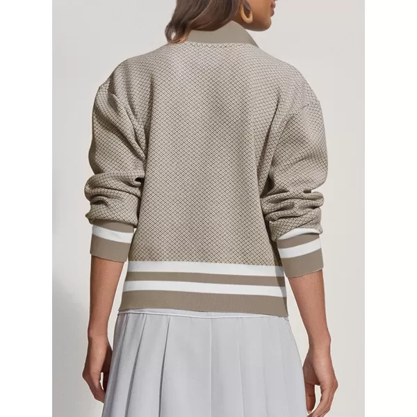 SuperPrity Womens Cardigan Sweaters Long Sleeve Zip Up Lightweight Knit Jacket Casual Baseball Coat 2024 Trendy Fall ClothesKhaki