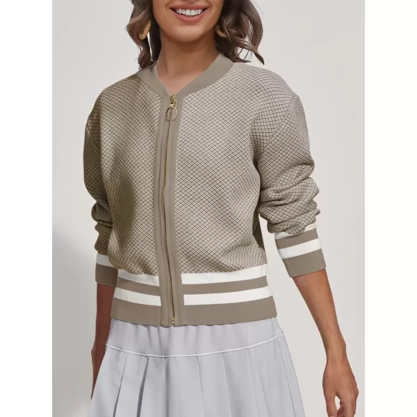 SuperPrity Womens Cardigan Sweaters Long Sleeve Zip Up Lightweight Knit Jacket Casual Baseball Coat 2024 Trendy Fall ClothesKhaki
