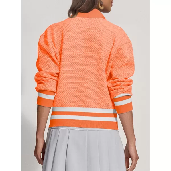 SuperPrity Womens Cardigan Sweaters Long Sleeve Zip Up Lightweight Knit Jacket Casual Baseball Coat 2024 Trendy Fall ClothesOrange