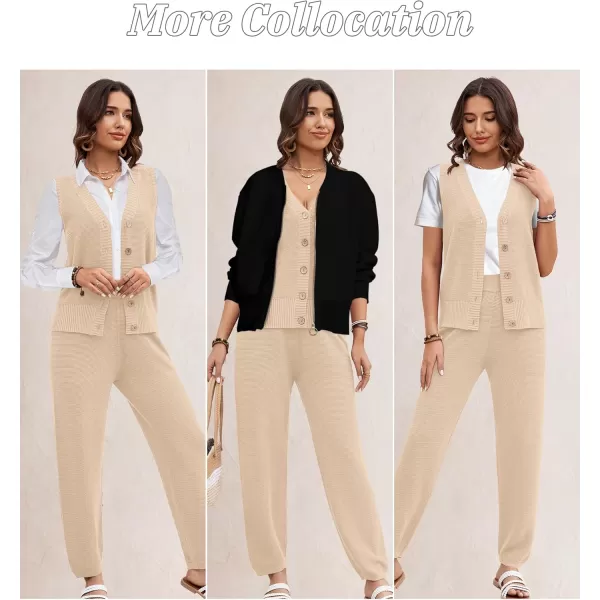 SuperPrity 2 Piece Sets for Women Summer Vacation Outfits Lounge Sets Matching Knit Sweatsuit Tracksuit Travel Trendy ClothesApricot