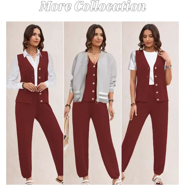 SuperPrity 2 Piece Sets for Women Summer Vacation Outfits Lounge Sets Matching Knit Sweatsuit Tracksuit Travel Trendy ClothesBrick Red