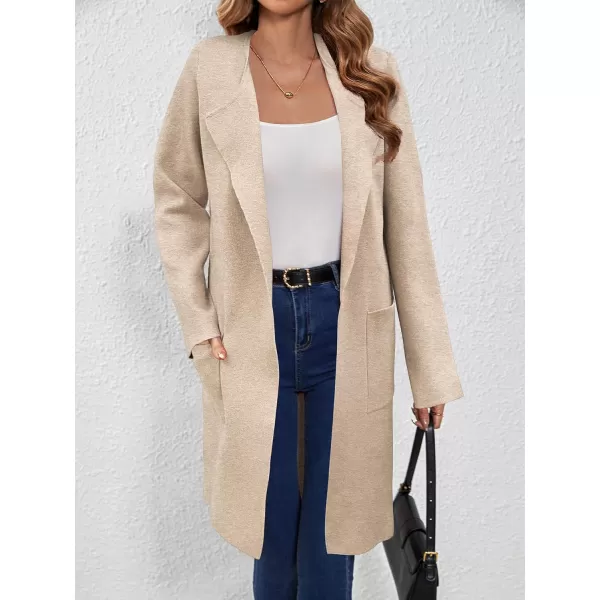 SuperPrity Cardigan Sweaters for Women Fall Fashion 2024 Casual Open Front Knit Long Coatigan Jackets Coat Trendy OuterwearApricot