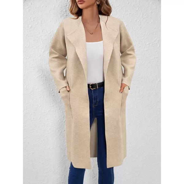 SuperPrity Cardigan Sweaters for Women Fall Fashion 2024 Casual Open Front Knit Long Coatigan Jackets Coat Trendy OuterwearApricot