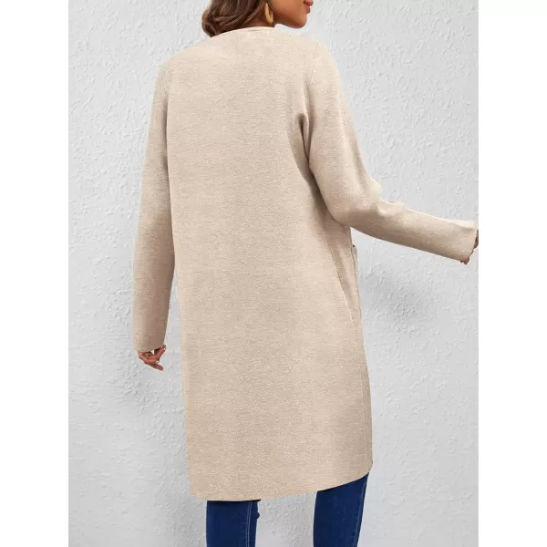SuperPrity Cardigan Sweaters for Women Fall Fashion 2024 Casual Open Front Knit Long Coatigan Jackets Coat Trendy OuterwearApricot