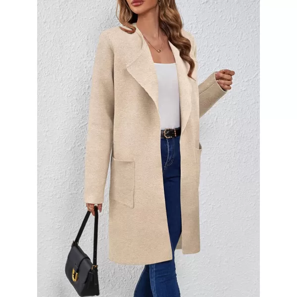 SuperPrity Cardigan Sweaters for Women Fall Fashion 2024 Casual Open Front Knit Long Coatigan Jackets Coat Trendy OuterwearApricot