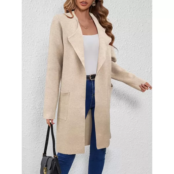 SuperPrity Cardigan Sweaters for Women Fall Fashion 2024 Casual Open Front Knit Long Coatigan Jackets Coat Trendy OuterwearApricot