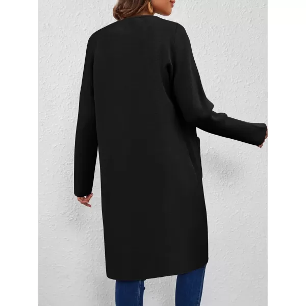 SuperPrity Cardigan Sweaters for Women Fall Fashion 2024 Casual Open Front Knit Long Coatigan Jackets Coat Trendy OuterwearBlack