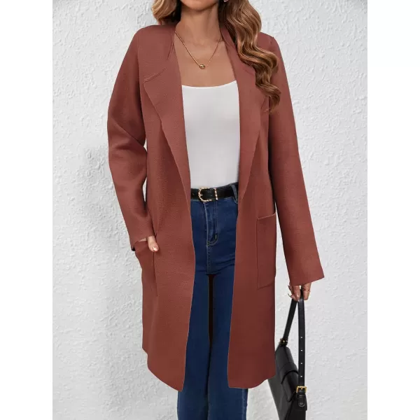 SuperPrity Cardigan Sweaters for Women Fall Fashion 2024 Casual Open Front Knit Long Coatigan Jackets Coat Trendy OuterwearCoffee