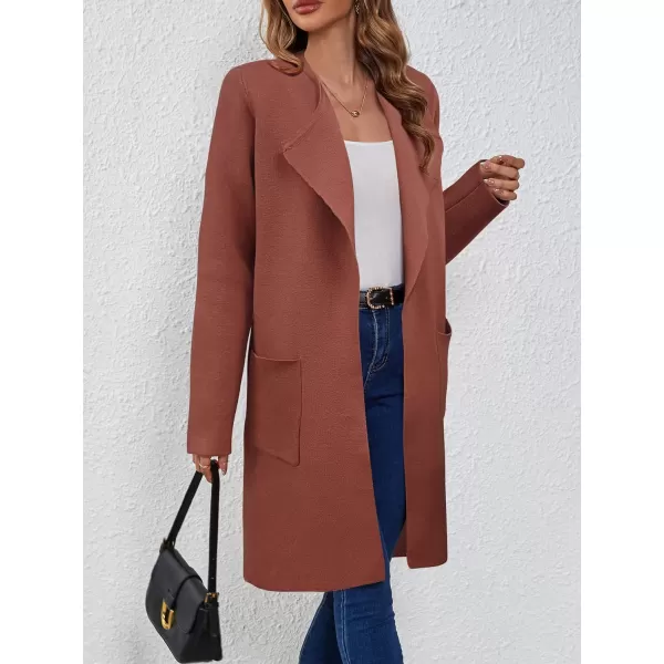 SuperPrity Cardigan Sweaters for Women Fall Fashion 2024 Casual Open Front Knit Long Coatigan Jackets Coat Trendy OuterwearCoffee