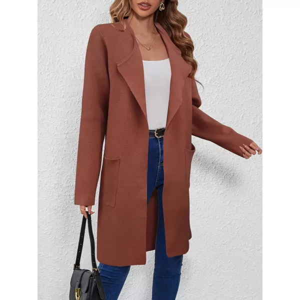 SuperPrity Cardigan Sweaters for Women Fall Fashion 2024 Casual Open Front Knit Long Coatigan Jackets Coat Trendy OuterwearCoffee