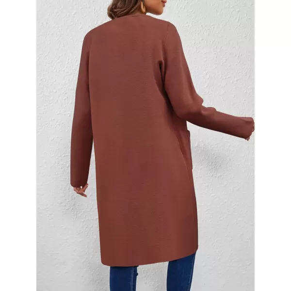 SuperPrity Cardigan Sweaters for Women Fall Fashion 2024 Casual Open Front Knit Long Coatigan Jackets Coat Trendy OuterwearCoffee