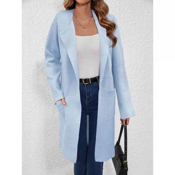 SuperPrity Cardigan Sweaters for Women Fall Fashion 2024 Casual Open Front Knit Long Coatigan Jackets Coat Trendy OuterwearLight Blue