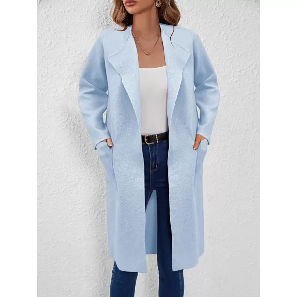 SuperPrity Cardigan Sweaters for Women Fall Fashion 2024 Casual Open Front Knit Long Coatigan Jackets Coat Trendy OuterwearLight Blue