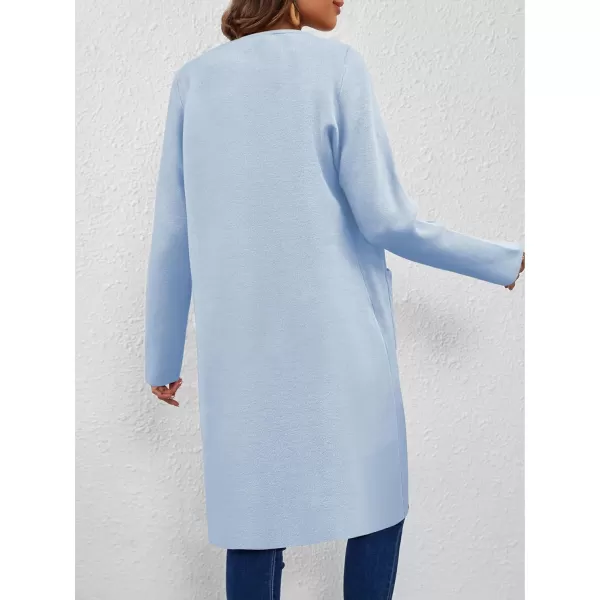 SuperPrity Cardigan Sweaters for Women Fall Fashion 2024 Casual Open Front Knit Long Coatigan Jackets Coat Trendy OuterwearLight Blue