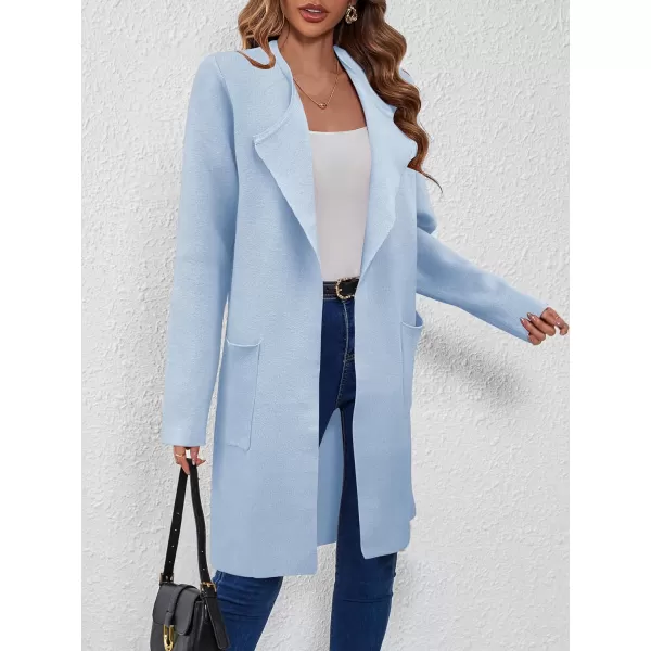 SuperPrity Cardigan Sweaters for Women Fall Fashion 2024 Casual Open Front Knit Long Coatigan Jackets Coat Trendy OuterwearLight Blue