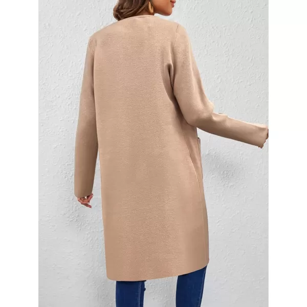 SuperPrity Cardigan Sweaters for Women Fall Fashion 2024 Casual Open Front Knit Long Coatigan Jackets Coat Trendy OuterwearLight Camel