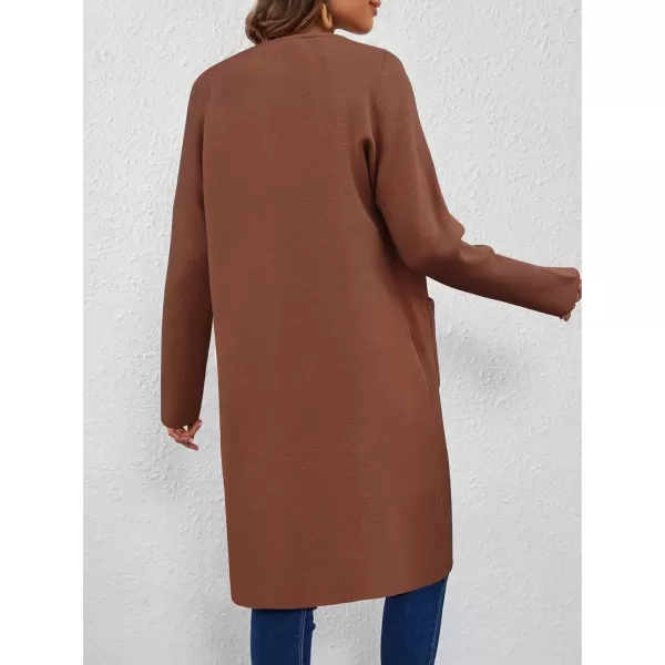 SuperPrity Cardigan Sweaters for Women Fall Fashion 2024 Casual Open Front Knit Long Coatigan Jackets Coat Trendy OuterwearRed Brown