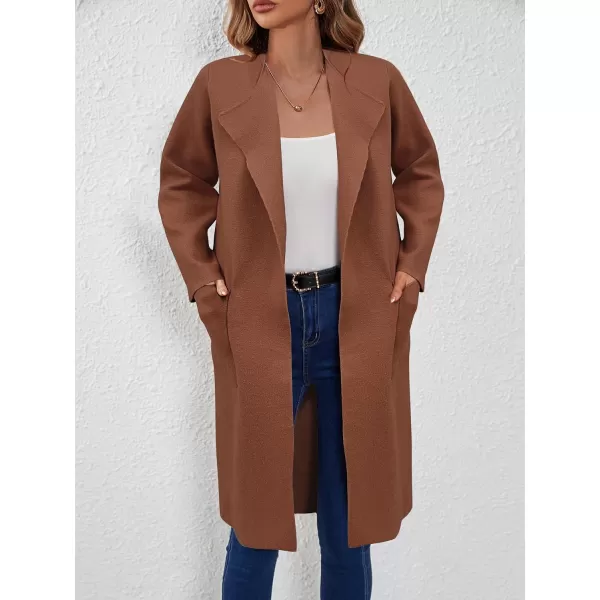 SuperPrity Cardigan Sweaters for Women Fall Fashion 2024 Casual Open Front Knit Long Coatigan Jackets Coat Trendy OuterwearRed Brown