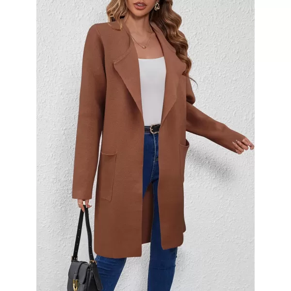 SuperPrity Cardigan Sweaters for Women Fall Fashion 2024 Casual Open Front Knit Long Coatigan Jackets Coat Trendy OuterwearRed Brown