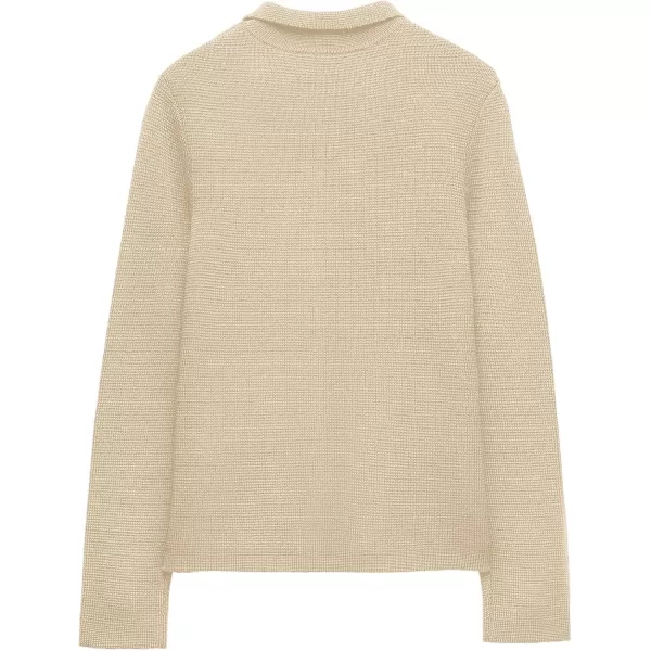 SuperPrity Cardigan Sweaters for Women Long Sleeve Lightweight Cropped Knit Blazer Button Jacket 2024 Fashion Fall OutfitsApricot