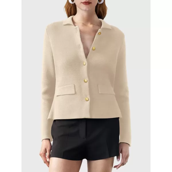 SuperPrity Cardigan Sweaters for Women Long Sleeve Lightweight Cropped Knit Blazer Button Jacket 2024 Fashion Fall OutfitsApricot