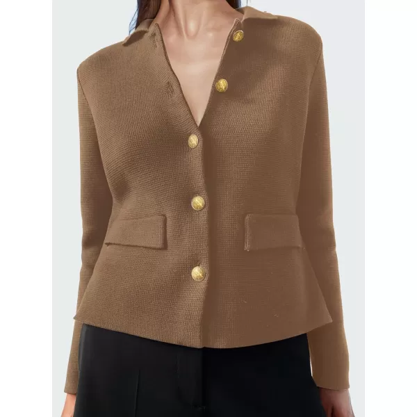 SuperPrity Cardigan Sweaters for Women Long Sleeve Lightweight Cropped Knit Blazer Button Jacket 2024 Fashion Fall OutfitsCamel