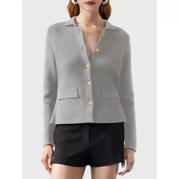 SuperPrity Cardigan Sweaters for Women Long Sleeve Lightweight Cropped Knit Blazer Button Jacket 2024 Fashion Fall OutfitsGrey