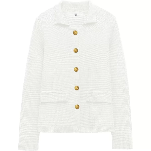 SuperPrity Cardigan Sweaters for Women Long Sleeve Lightweight Cropped Knit Blazer Button Jacket 2024 Fashion Fall OutfitsWhite