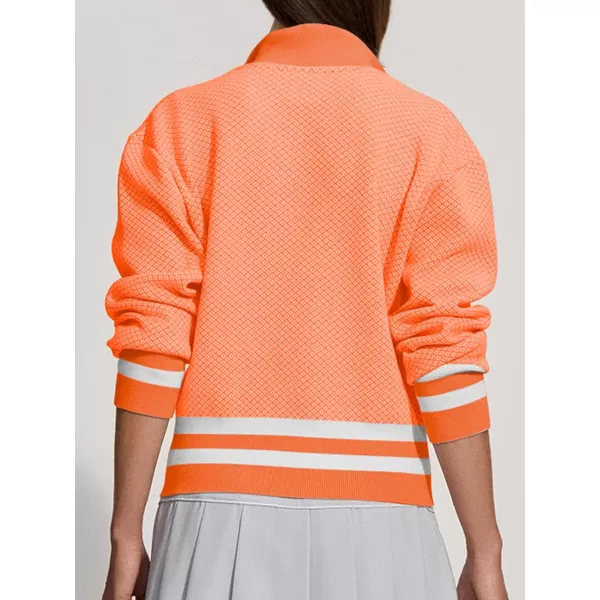 SuperPrity Cardigan Sweaters for Women Long Sleeve Zip Up Lightweight Knit Jacket 2024 Fashion Fall Baseball Coats OutwearOrange