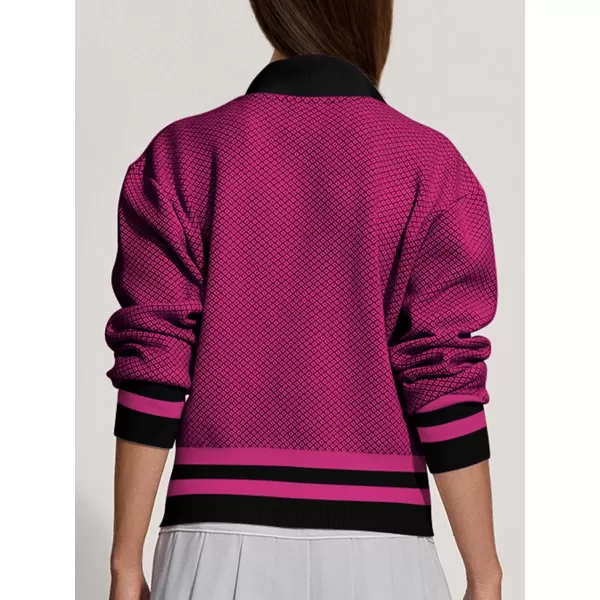 SuperPrity Cardigan Sweaters for Women Long Sleeve Zip Up Lightweight Knit Jacket 2024 Fashion Fall Baseball Coats OutwearRose Red