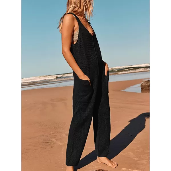 SuperPrity Jumpsuits for Women Casual 2024 Knit Overalls Baggy Harem Pants Romper Jumpers Summer Outfits Maternity ClothesBlack