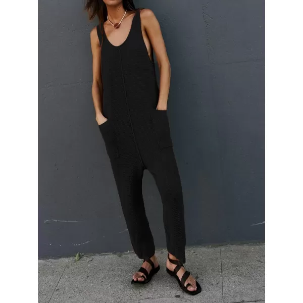 SuperPrity Jumpsuits for Women Casual 2024 Knit Overalls Baggy Harem Pants Romper Jumpers Summer Outfits Maternity ClothesBlack