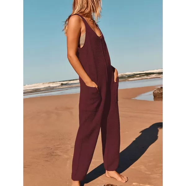 SuperPrity Jumpsuits for Women Casual 2024 Knit Overalls Baggy Harem Pants Romper Jumpers Summer Outfits Maternity ClothesBurgundy